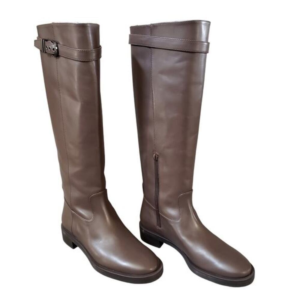 STUART WEITZMAN Maverick Knee High Boots Size 7 Walnut Brown Leather Designer